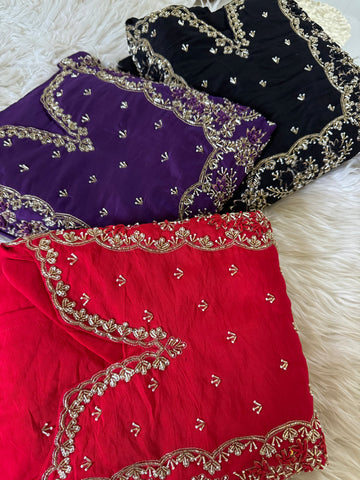Hand work kurta Pant with dupatta with Zardosi work
