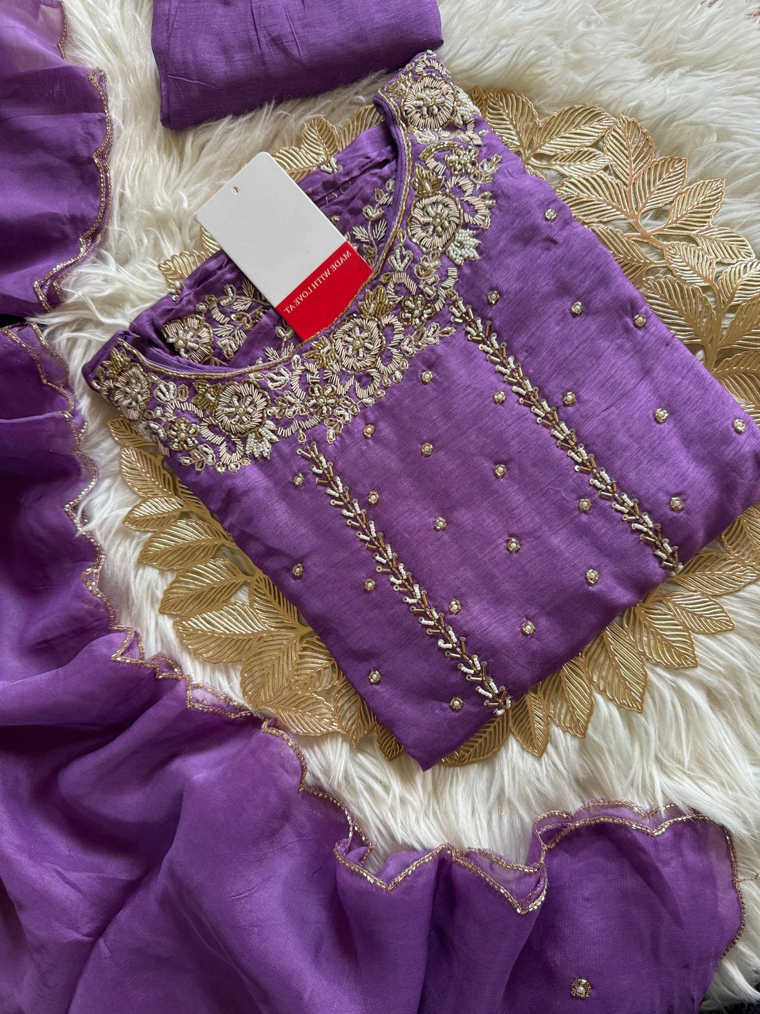 Embroidered kurta bottom with dupatta