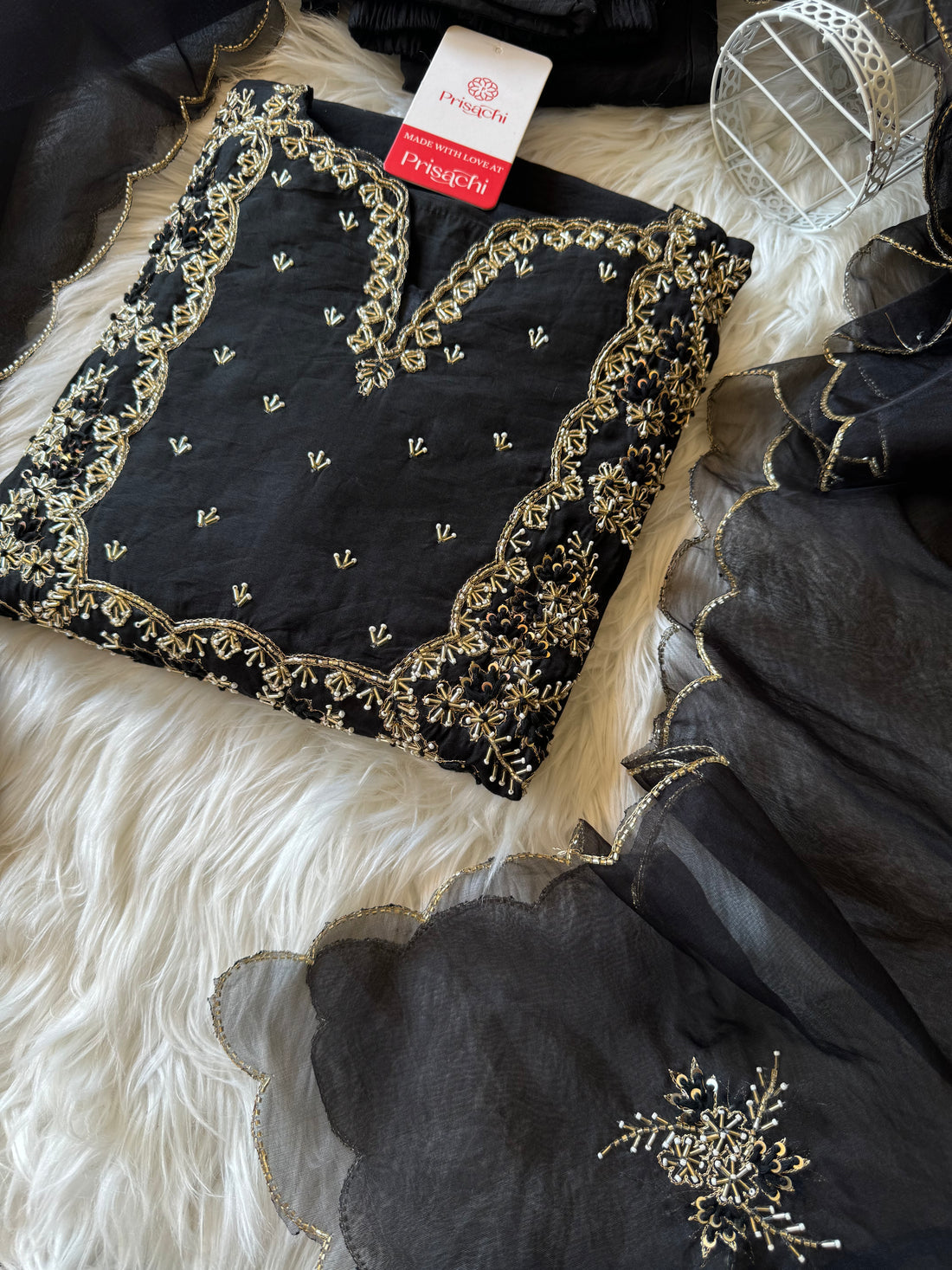 Embroidered kurta Pant with dupatta with Zardosi work