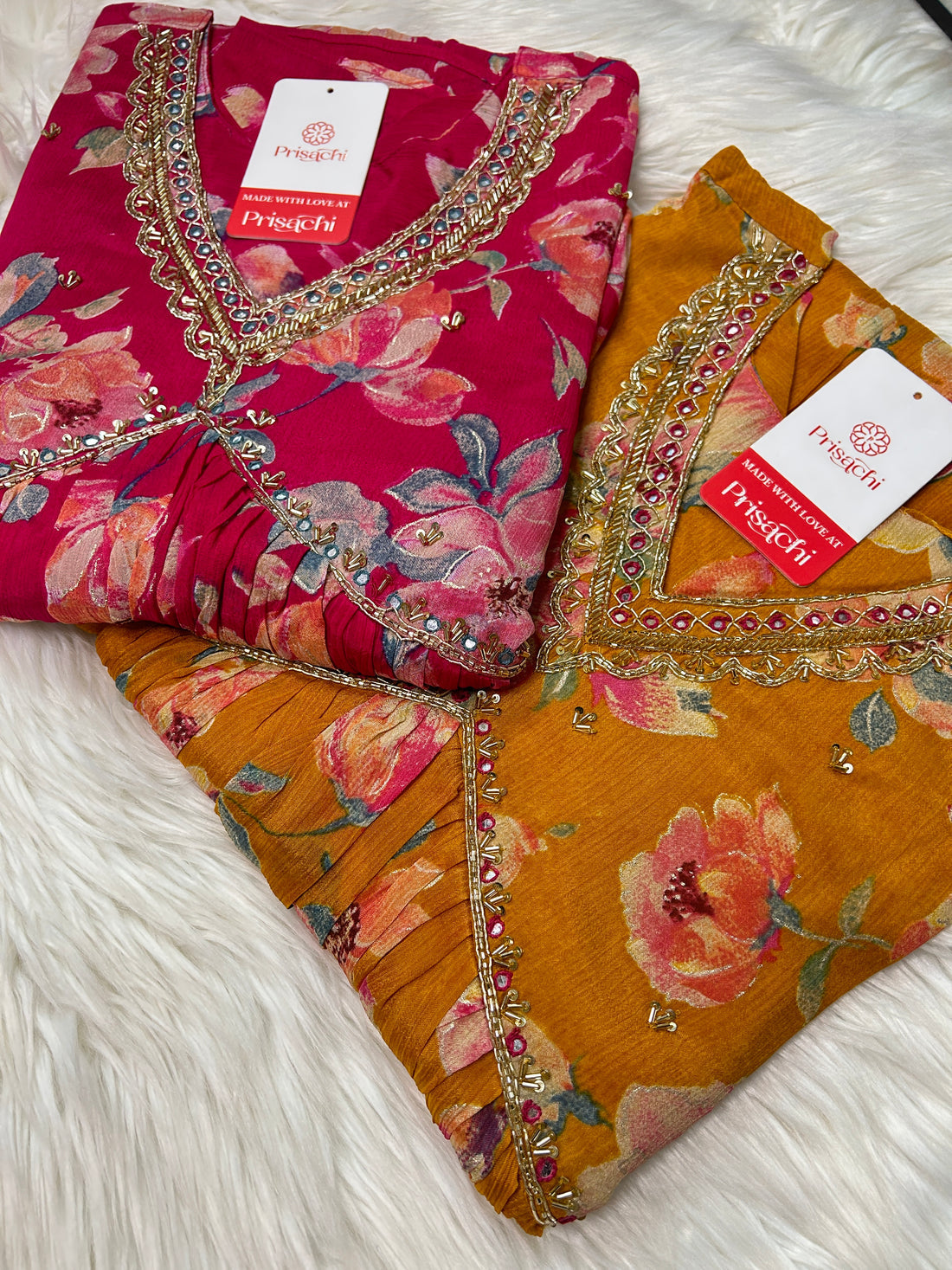 Chinon floral print Alia cut Anarkali dress