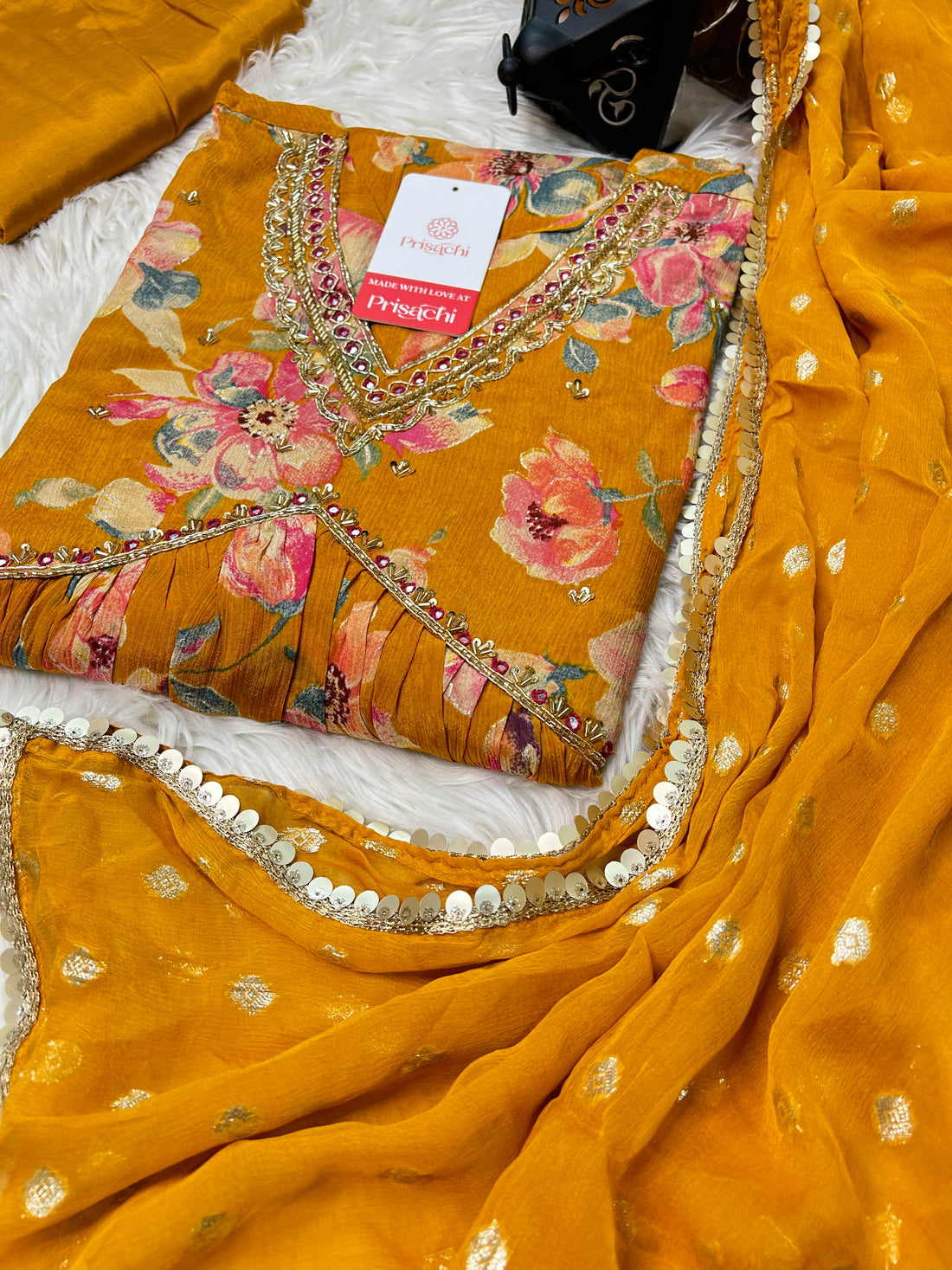 Chinon floral print Alia cut Anarkali dress
