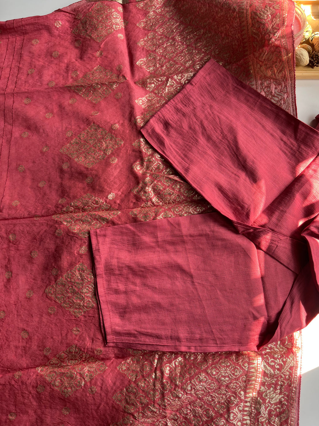 Gulnaar - Dusky Peach Vatican Silk Kurti Set