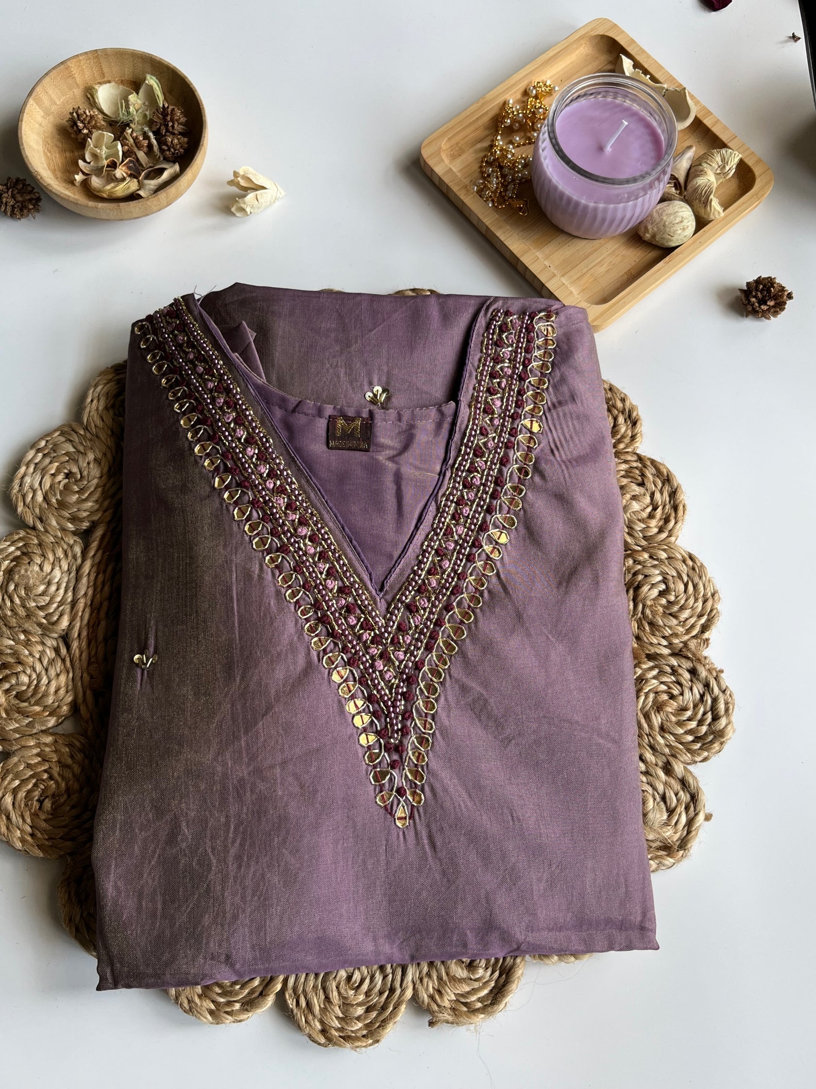 LAAVANYA- Lavender Roman Silk Kurti Set