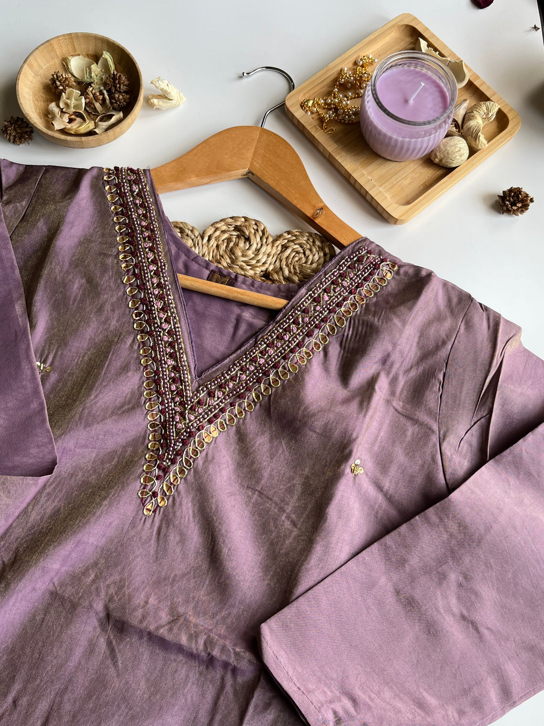 LAAVANYA- Lavender Roman Silk Kurti Set
