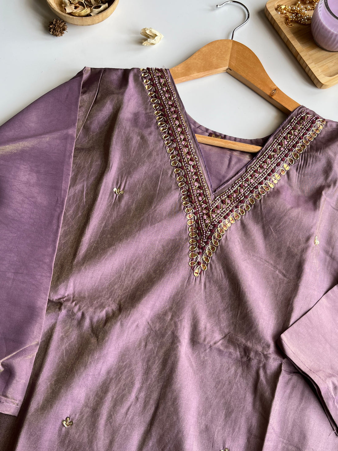LAAVANYA- Lavender Roman Silk Kurti Set