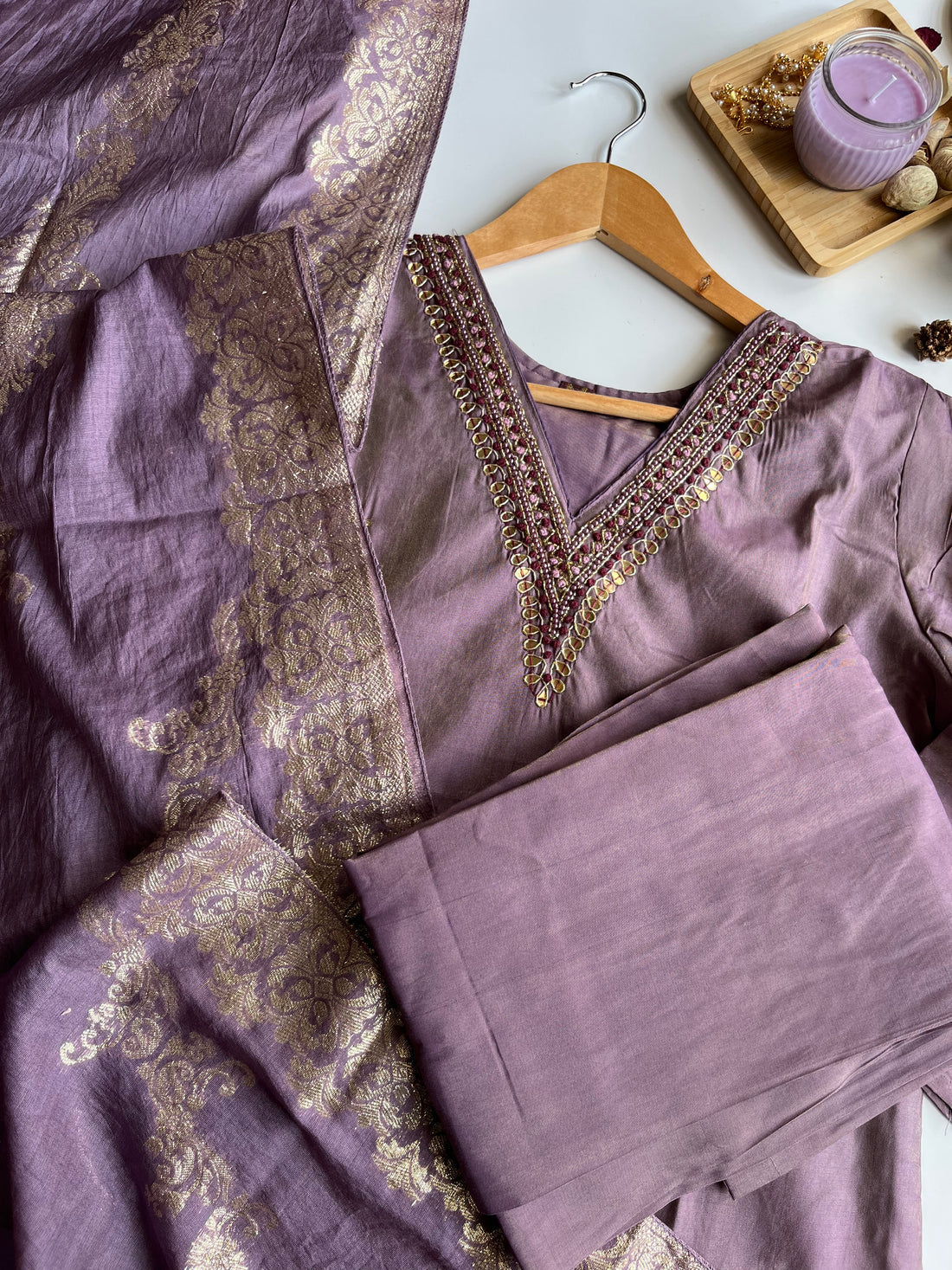 LAAVANYA- Lavender Roman Silk Kurti Set