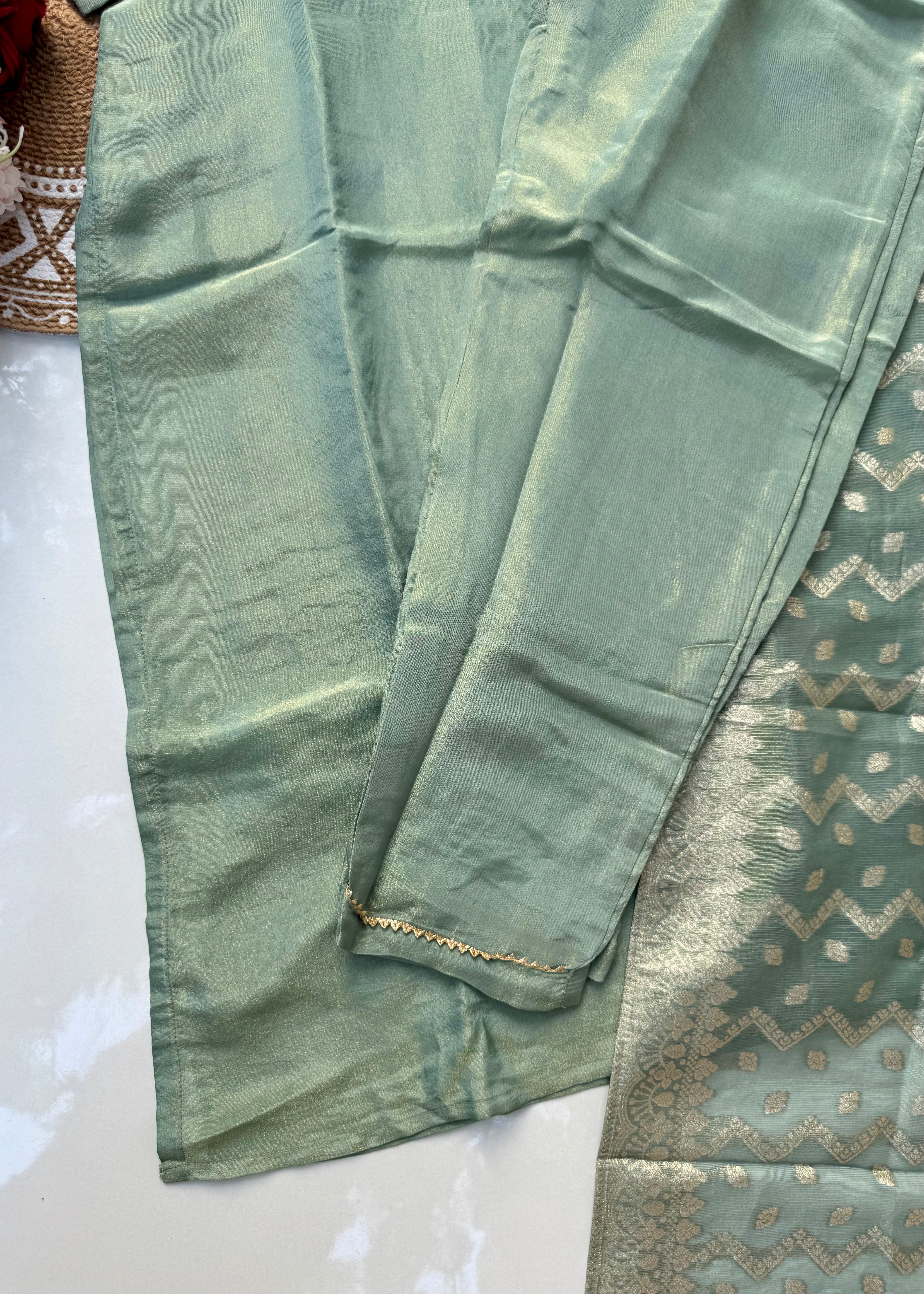 “Nayab” Premium Tissue silk handcrafted kurta set