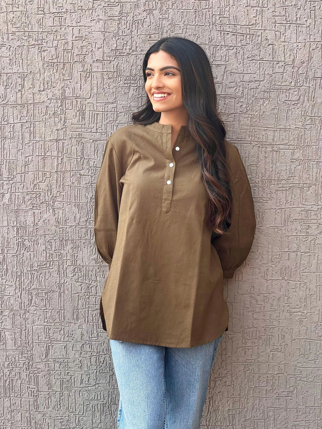 Olive - Pure Linen Short Kurta