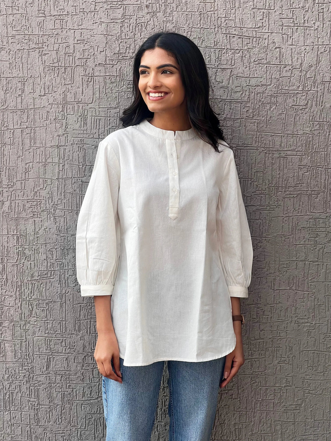 White - Pure Linen Short Kurta