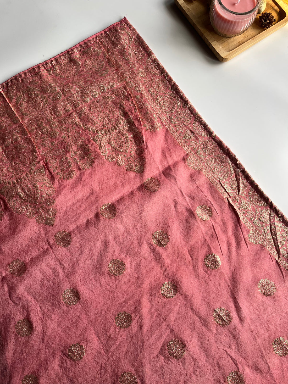 "Sandhya" Dusty Pink Tissue Silk Kurti Set