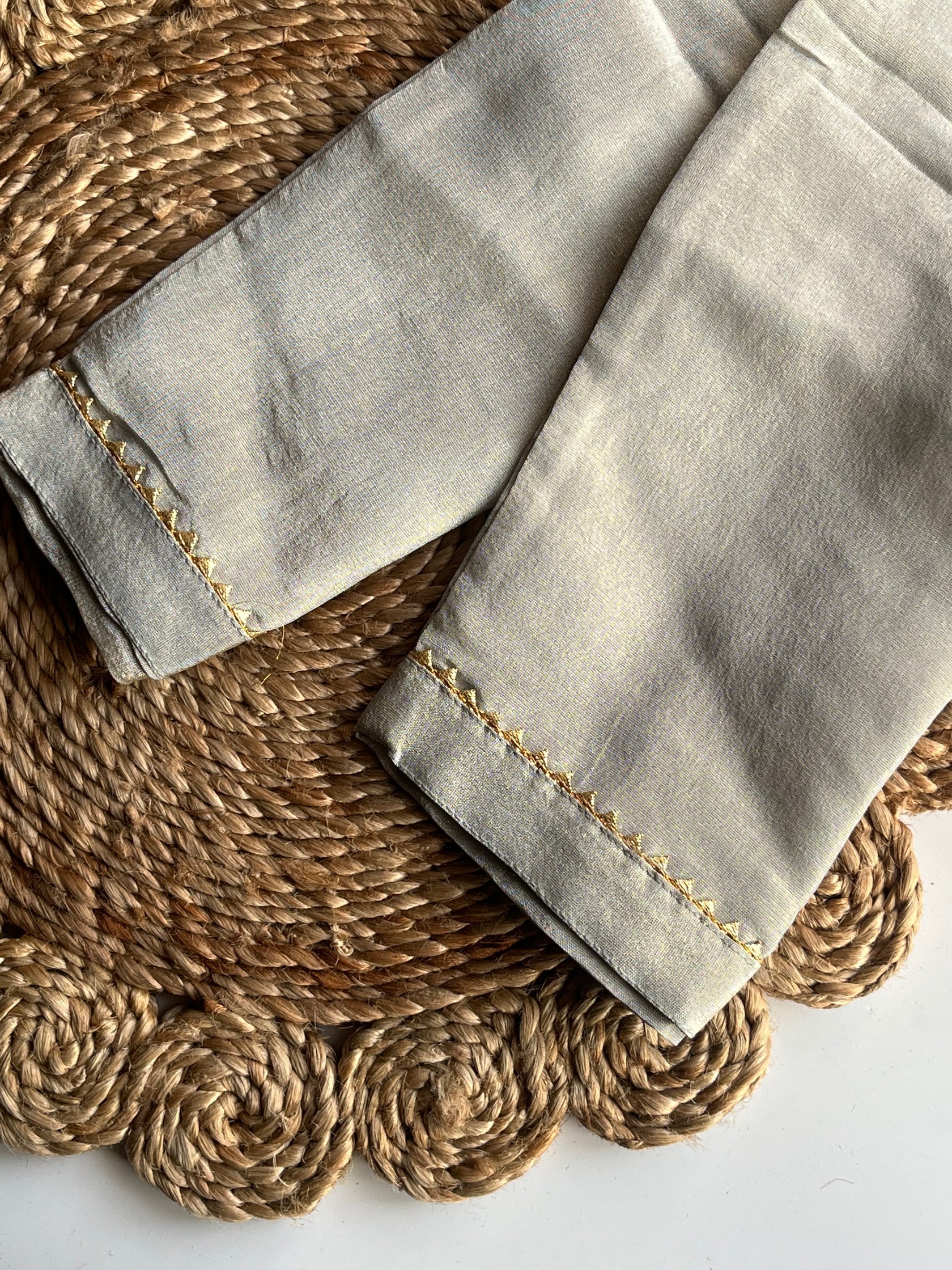 Apsara - Silver Tissue Silk Kurta Set