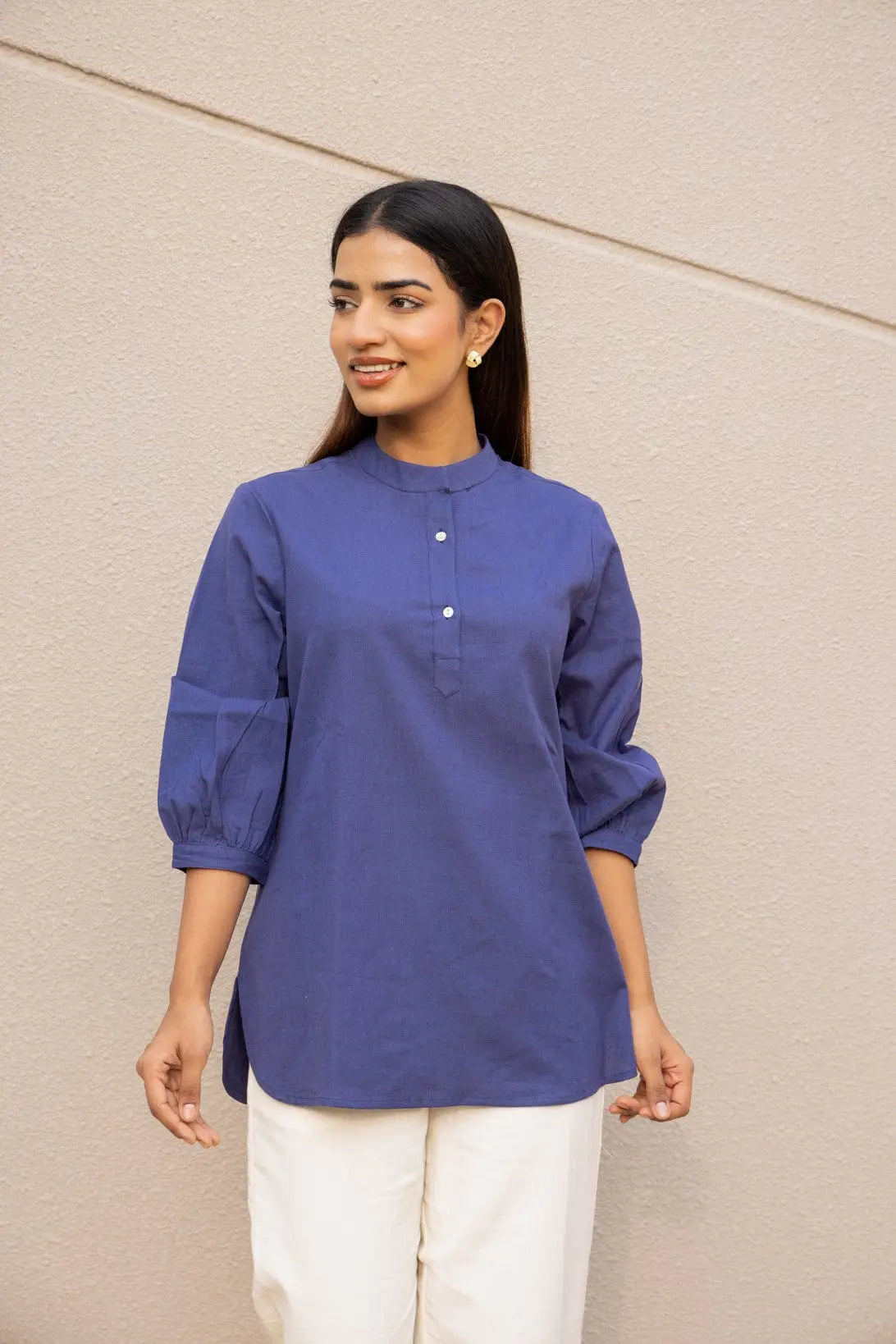 Royal Blue - Pure Linen Short Kurta