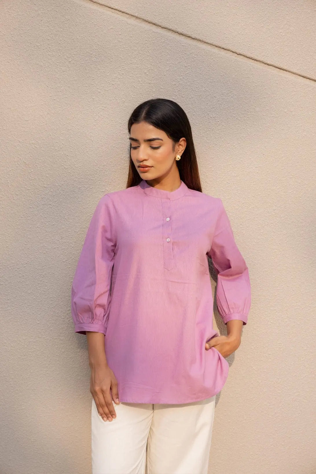 Lilac - Pure Linen Short Kurta