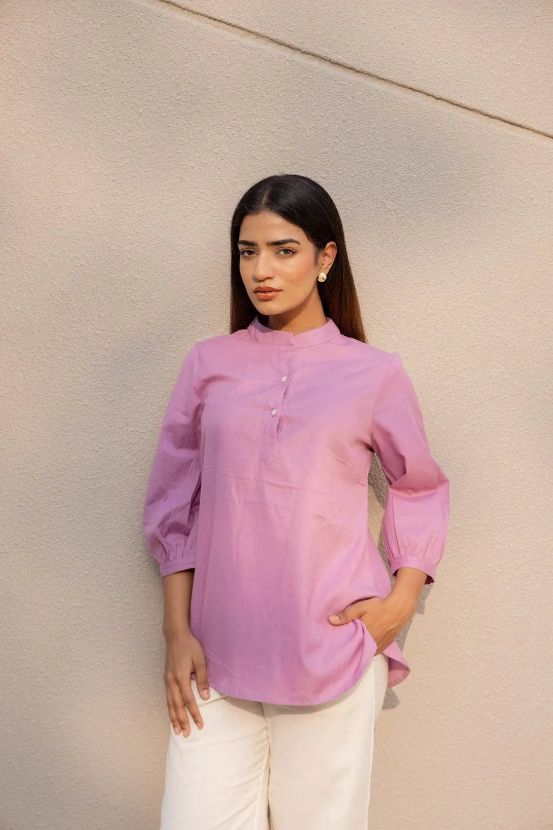 Lilac - Pure Linen Short Kurta