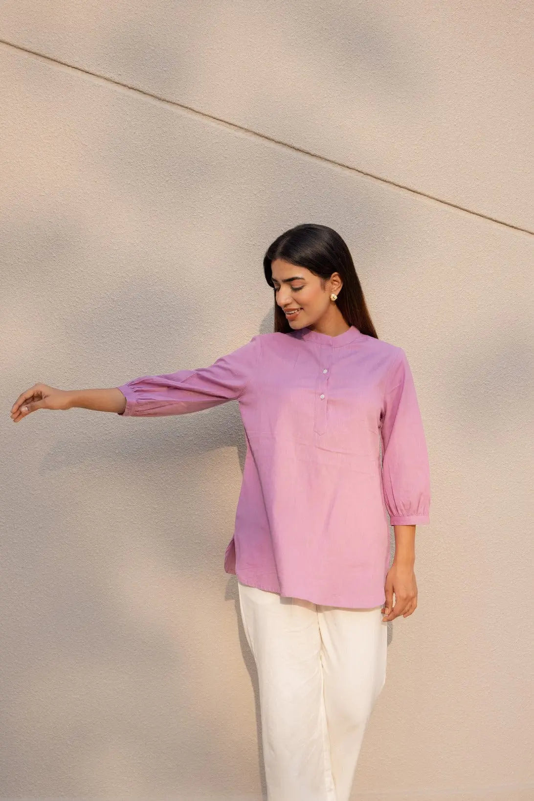 Lilac - Pure Linen Short Kurta