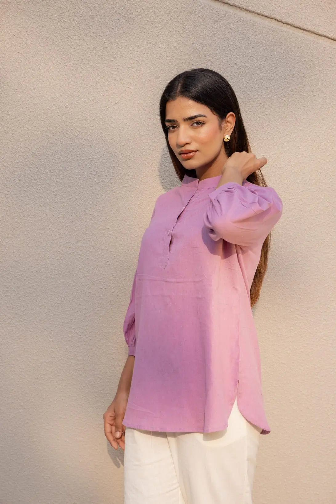 Lilac - Pure Linen Short Kurta