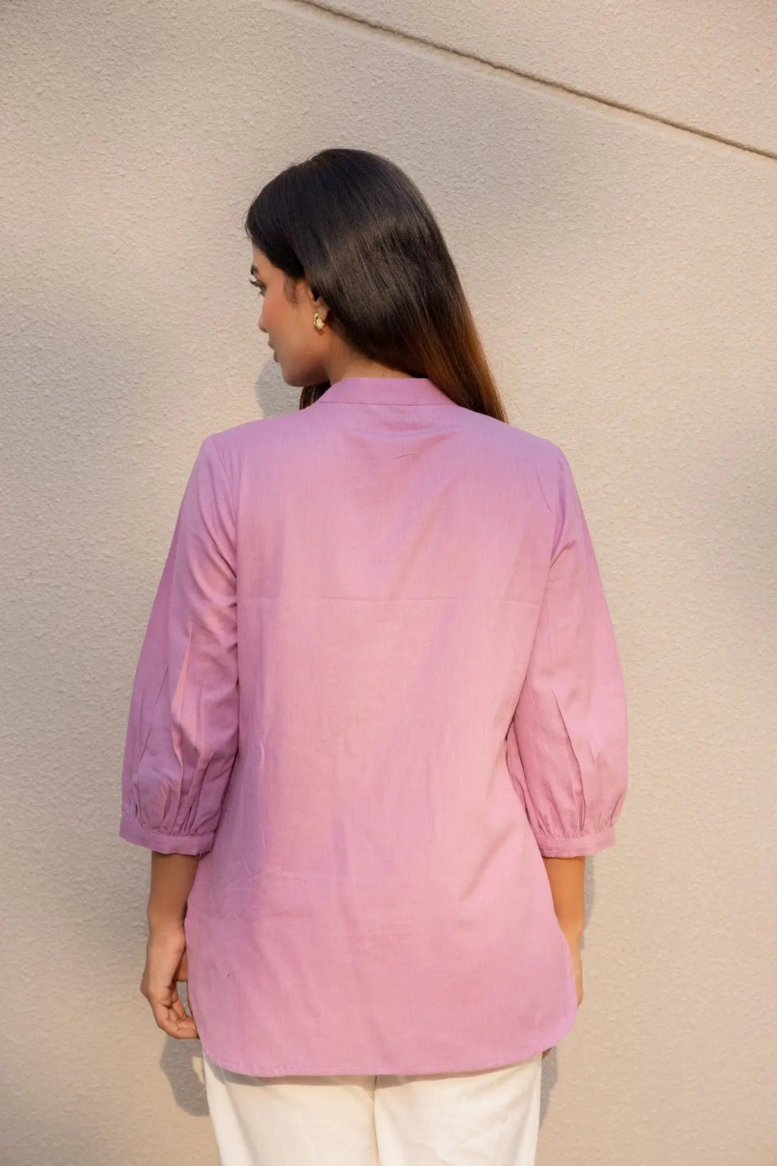 Lilac - Pure Linen Short Kurta