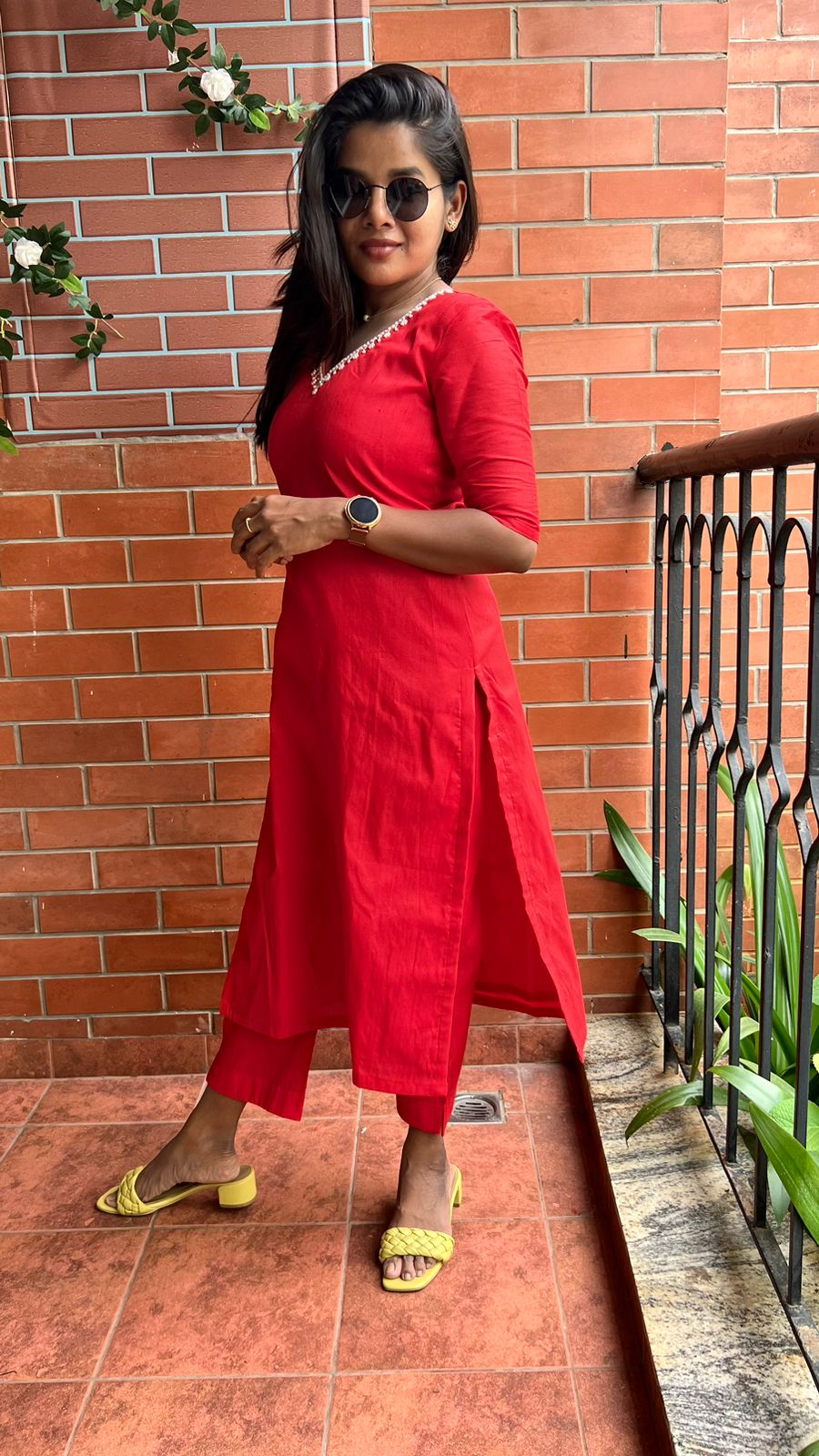 Soft Silk Hand Worked 2 Piece Kurti / Coord Set