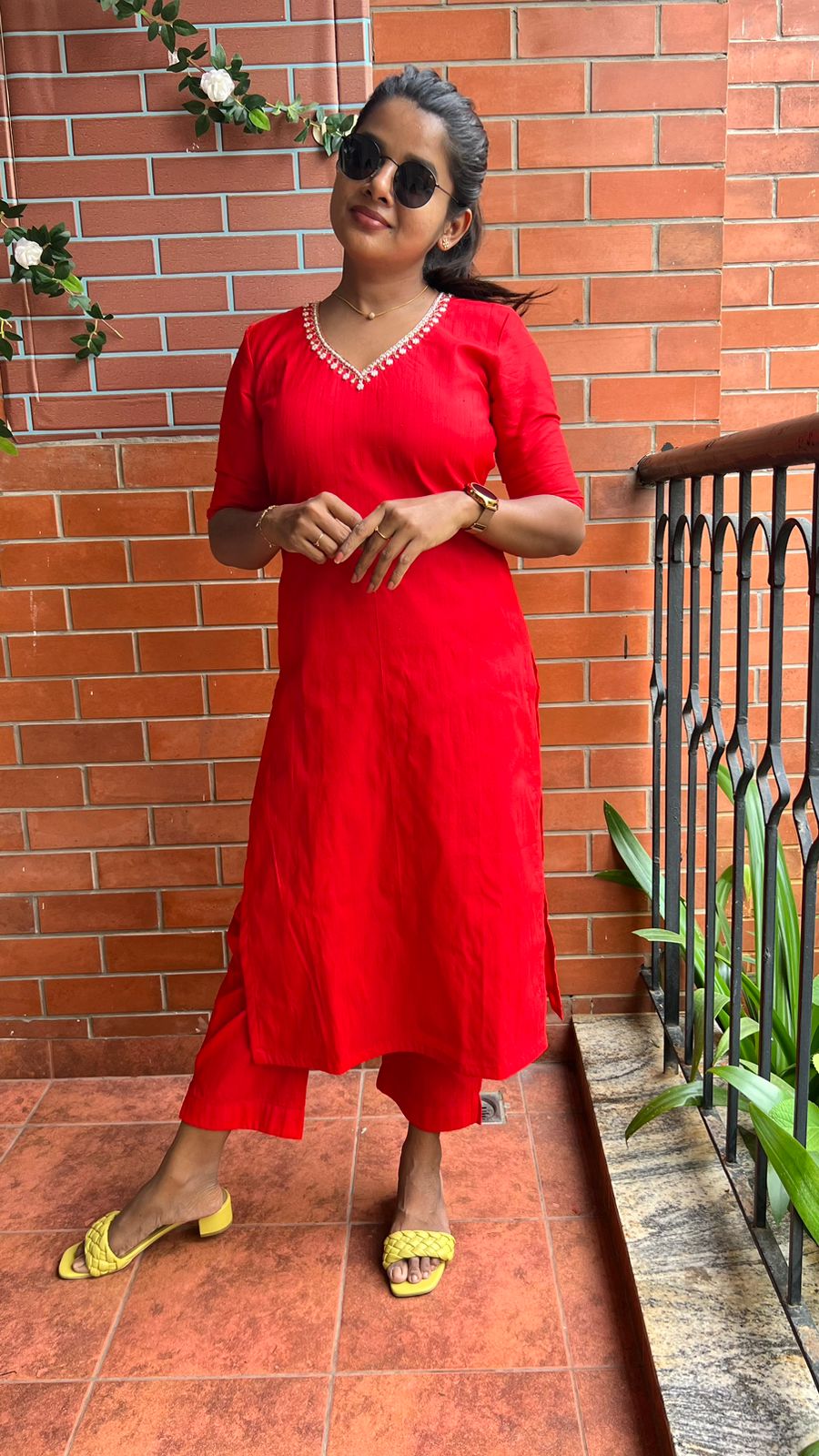 Soft Silk Hand Worked 2 Piece Kurti / Coord Set