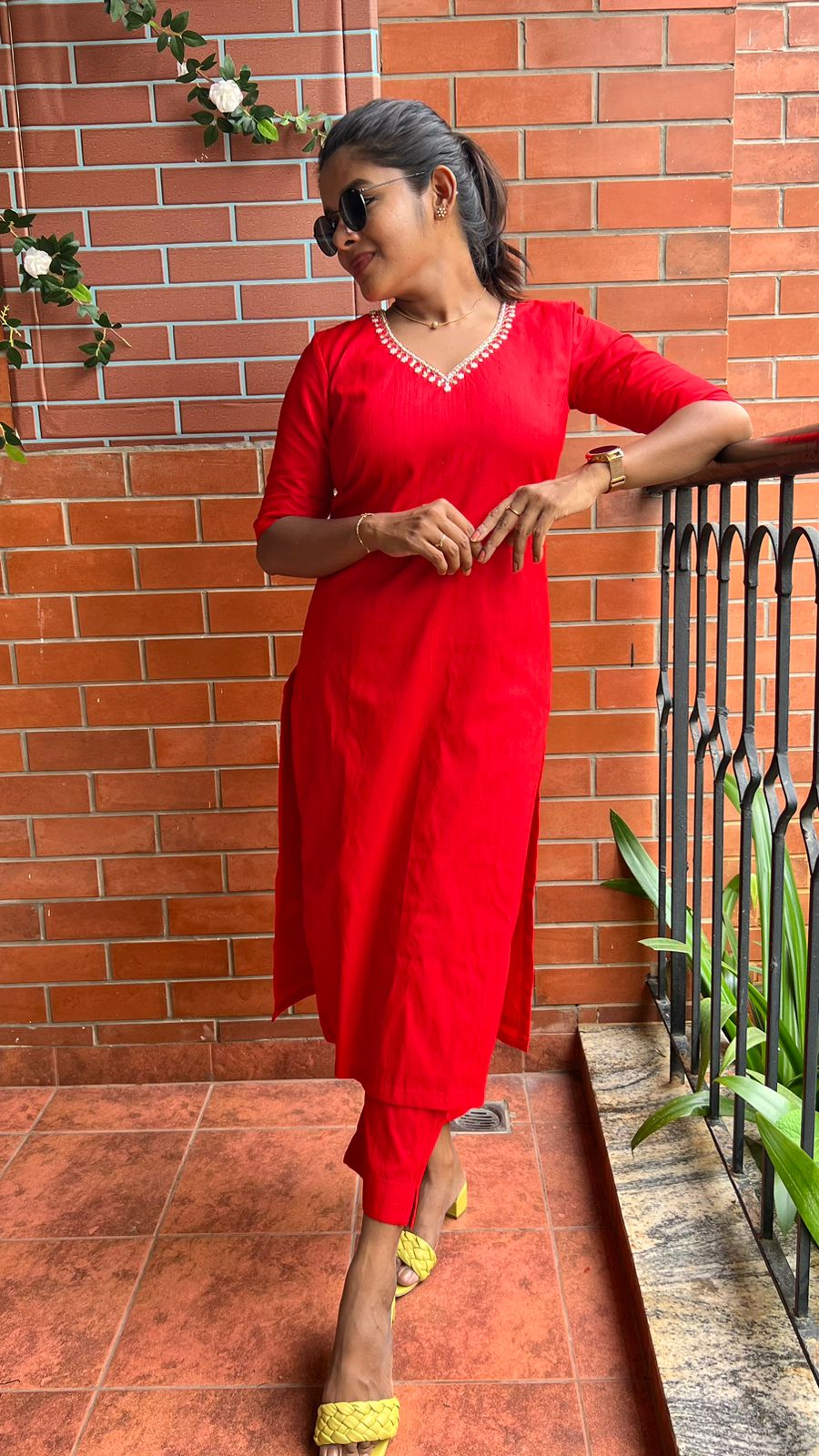 Soft Silk Hand Worked 2 Piece Kurti / Coord Set