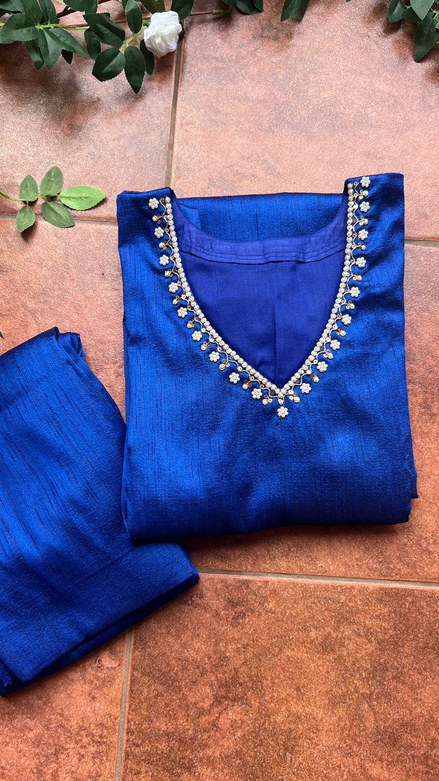 Soft Silk Hand Worked 2 Piece Kurti / Coord Set