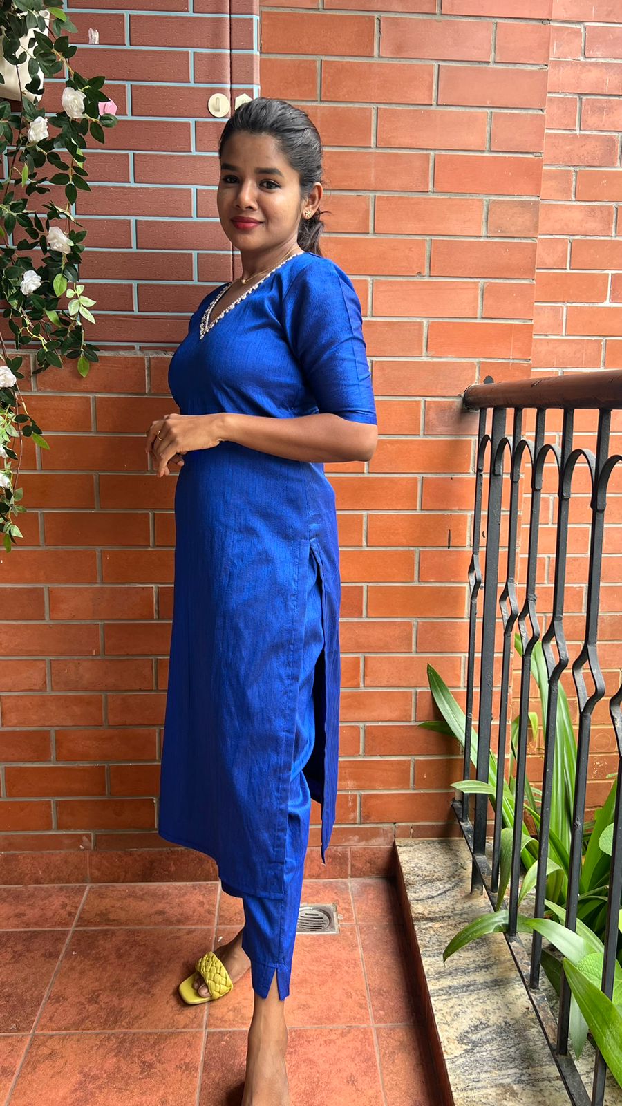 Soft Silk Hand Worked 2 Piece Kurti / Coord Set