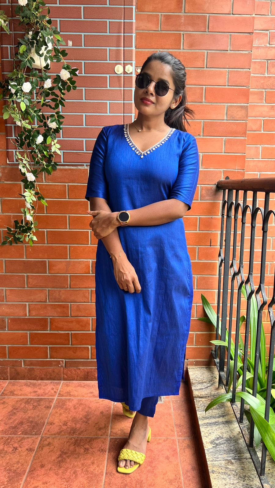 Soft Silk Hand Worked 2 Piece Kurti / Coord Set