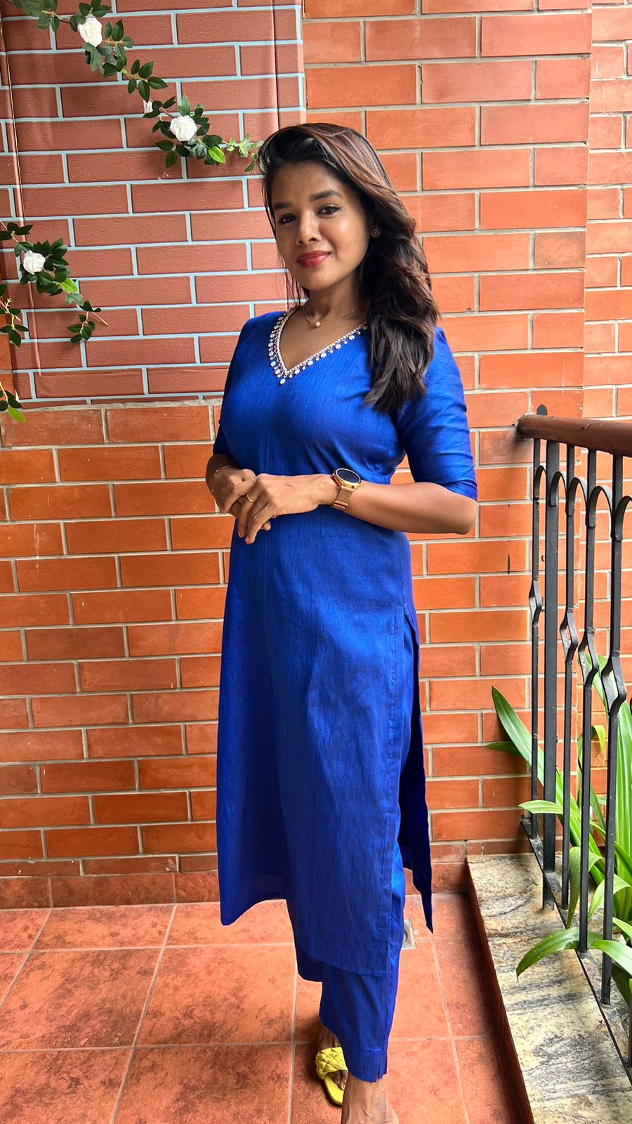 Soft Silk Hand Worked 2 Piece Kurti / Coord Set
