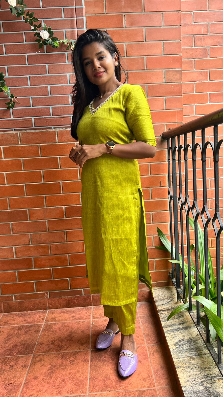Soft Silk Hand Worked 2 Piece Kurti / Coord Set
