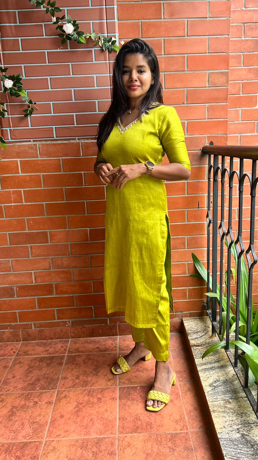 Soft Silk Hand Worked 2 Piece Kurti / Coord Set