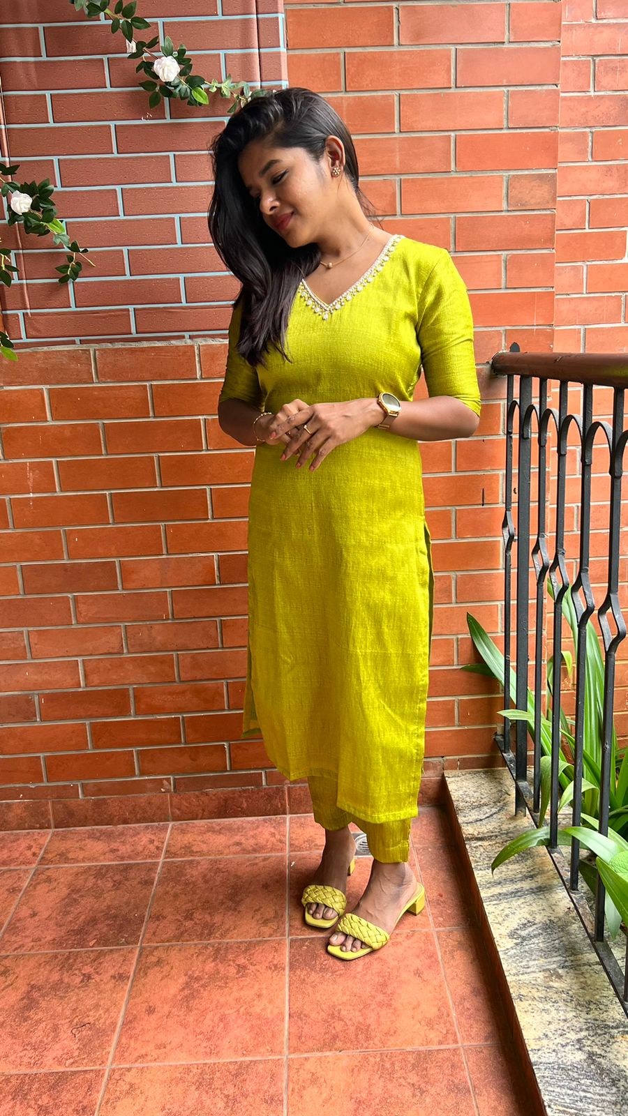 Soft Silk Hand Worked 2 Piece Kurti / Coord Set