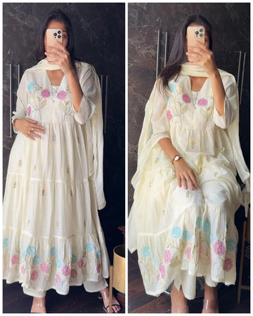 Mal Cotton Embroidered Indo western Anarkali Suit