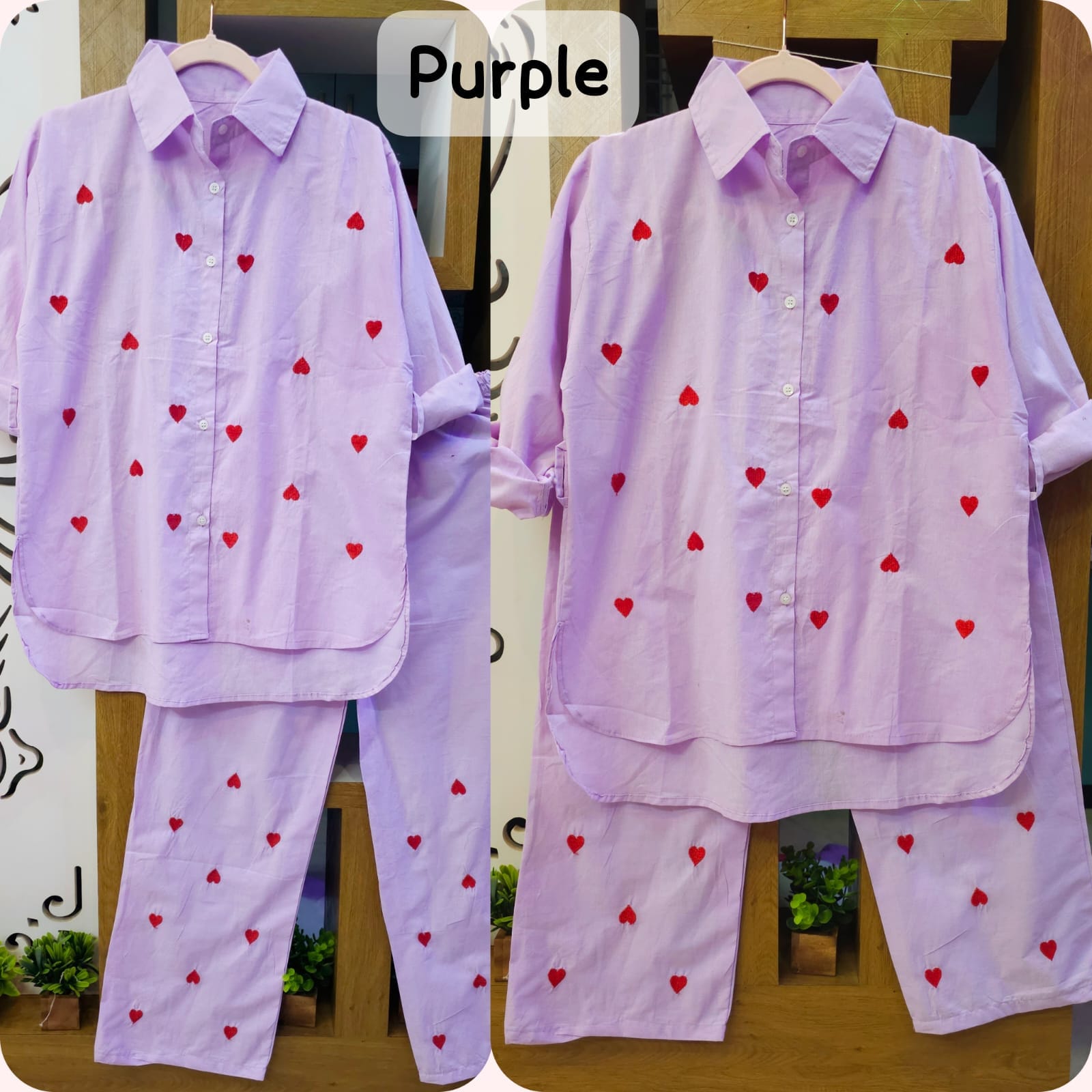 Pure cotton Embroidered Heart Printed Designer Cord set