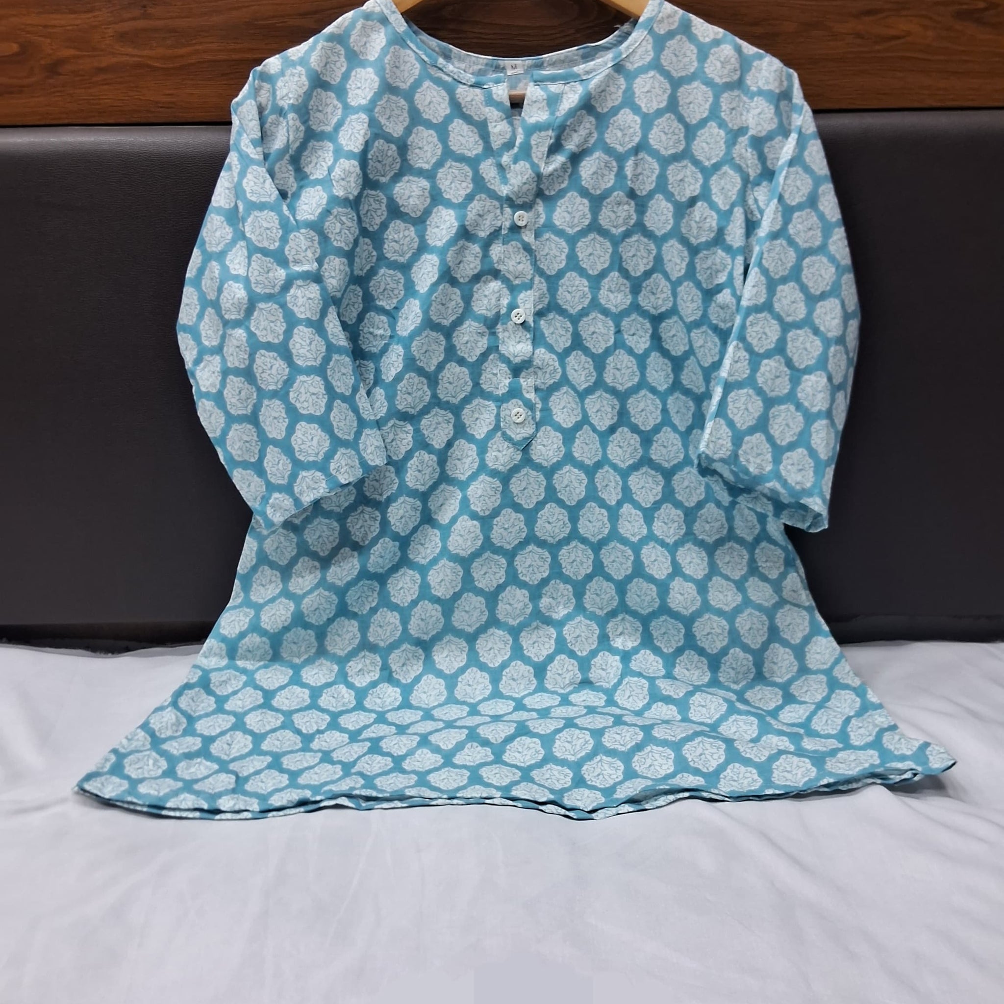 Cotton Block Print Top in Taupe Gud Jaal