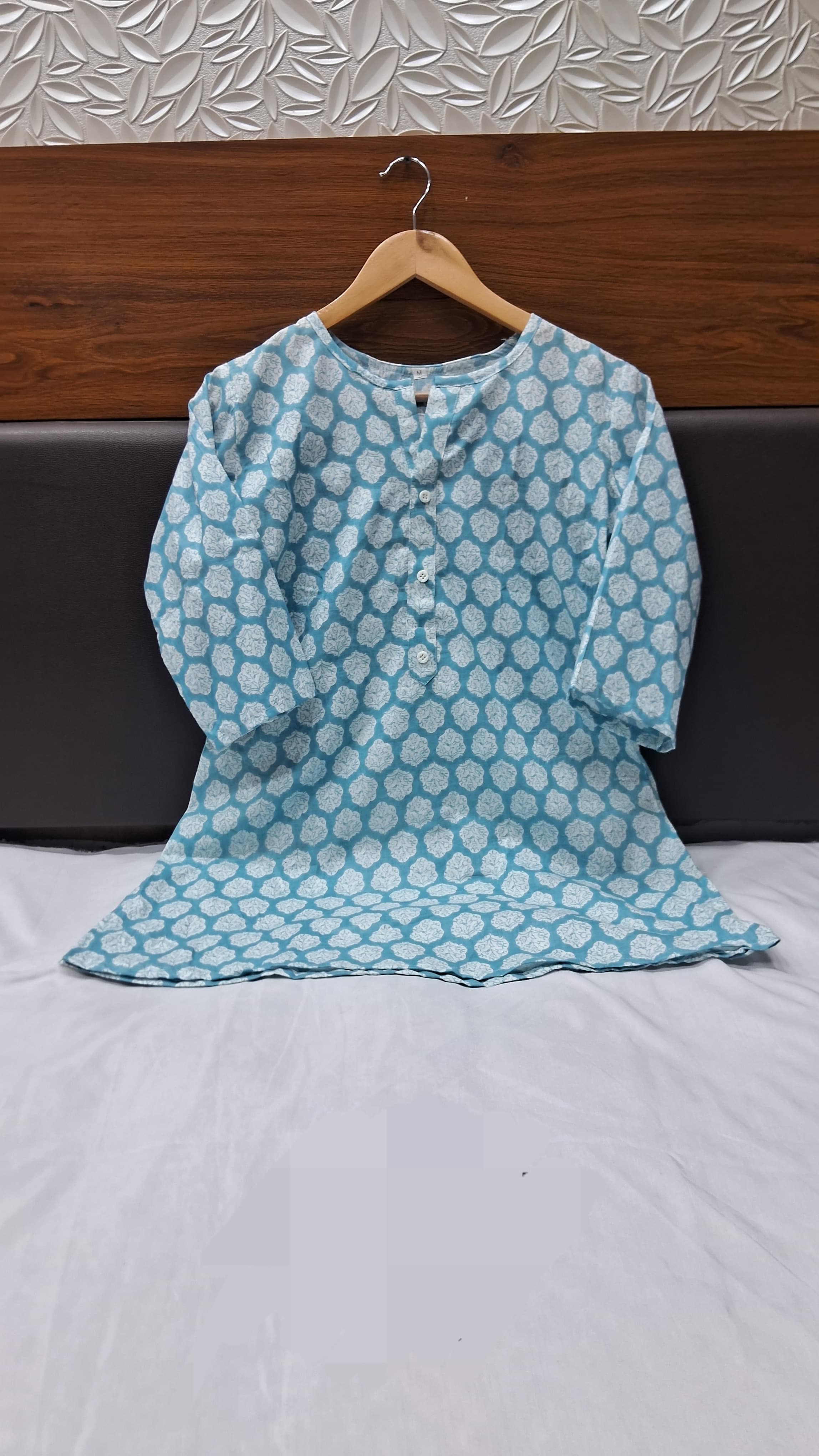 Cotton Block Print Top in Taupe Gud Jaal