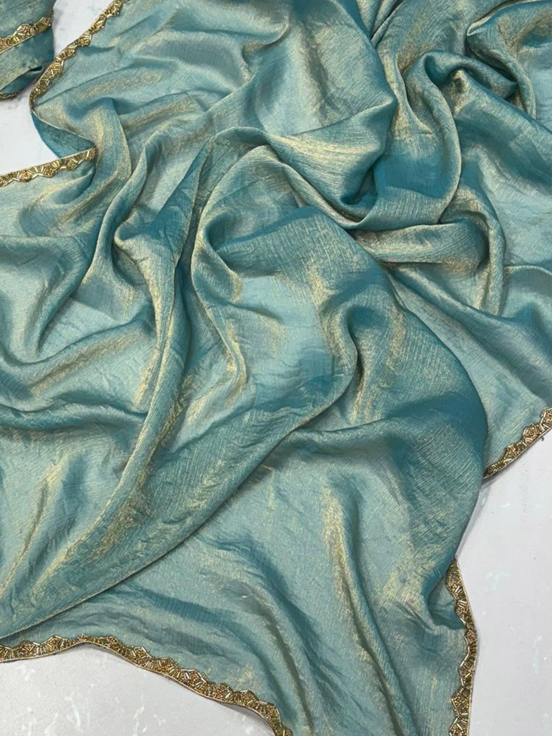 Tissue Embroidered Border Saree
