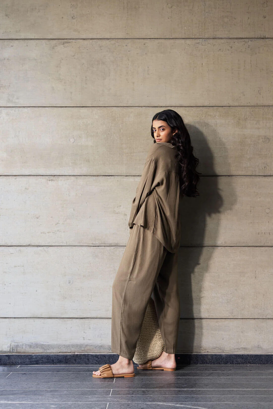 Brown - Shirt & Pant Coord Set