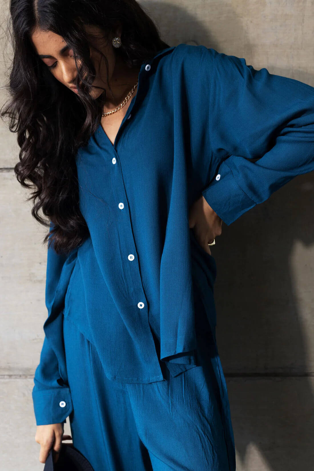 Teal Blue - Shirt & Pant Coord Set