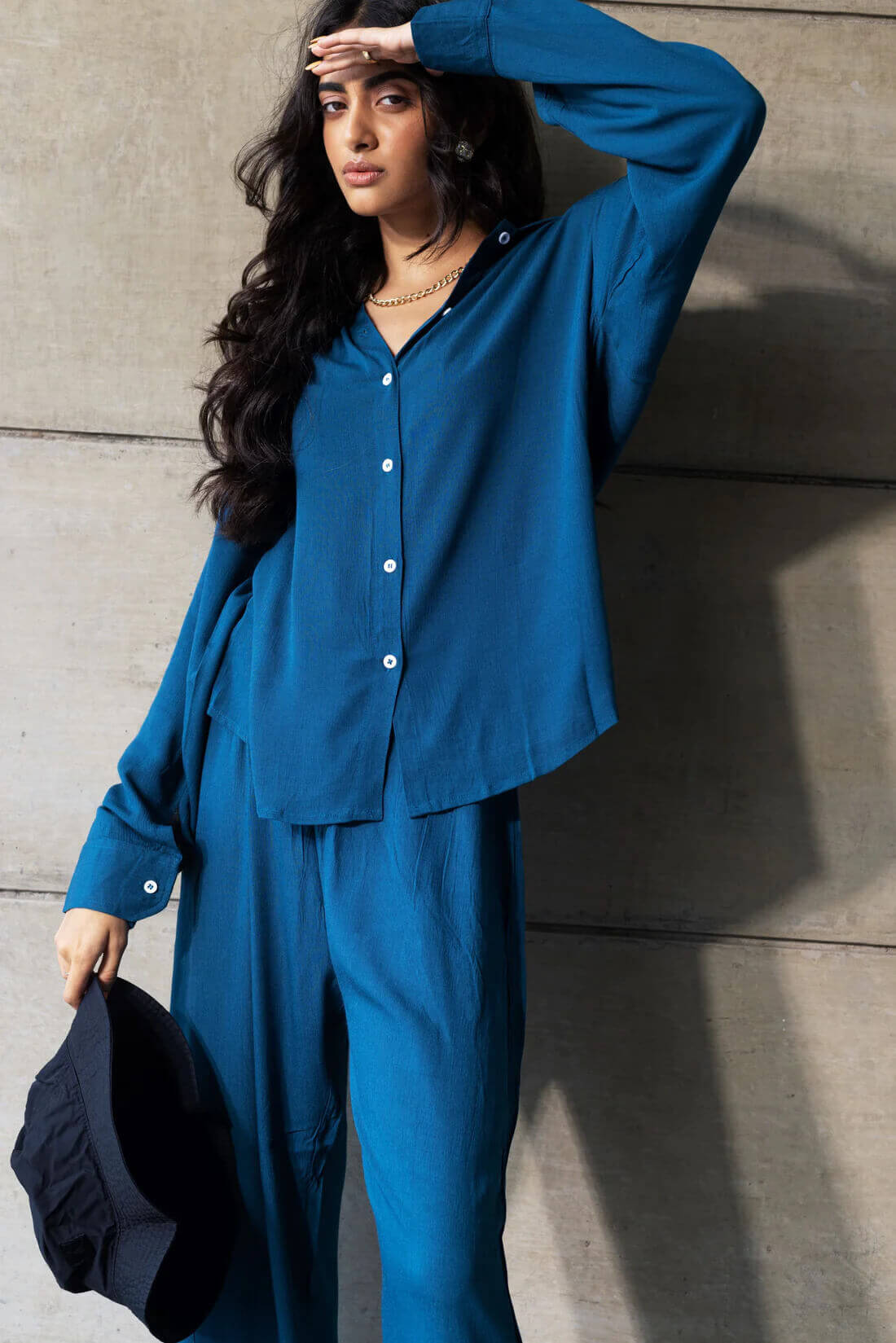 Teal Blue - Shirt & Pant Coord Set