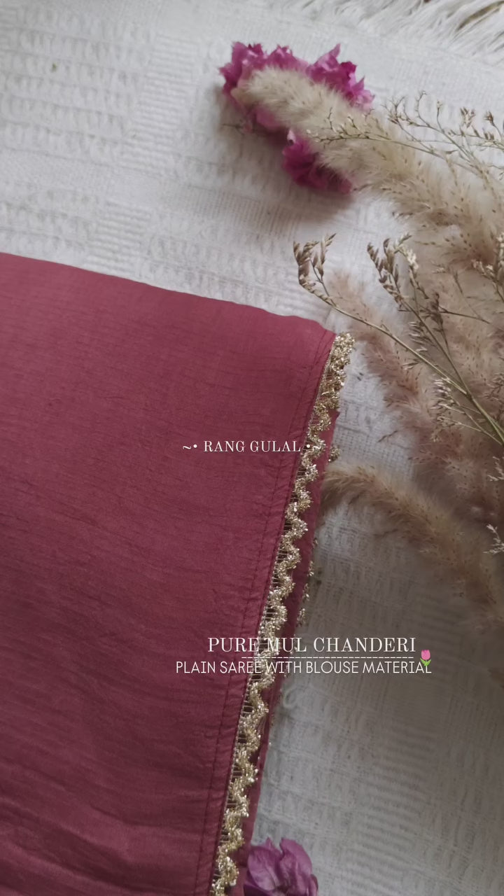 Pure Soft Mul Chanderi saree With hand Work Lace